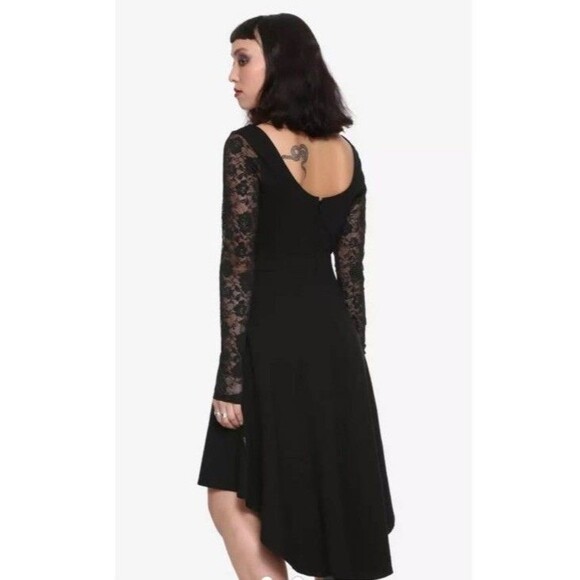 Tripp NYC Daang Goodman Small Black Lace Sleeve Hi Low Corset Front Dress Witchy - Picture 2 of 9